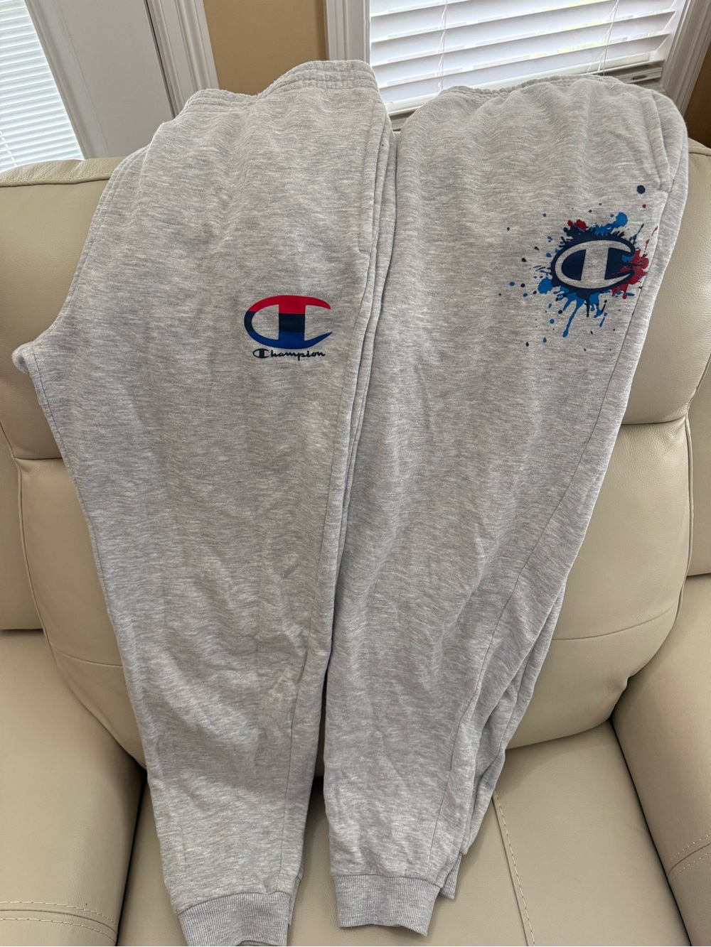 2 pair of Champion Kids Light Gray Sweatpants with Red & Blue Logo Accents